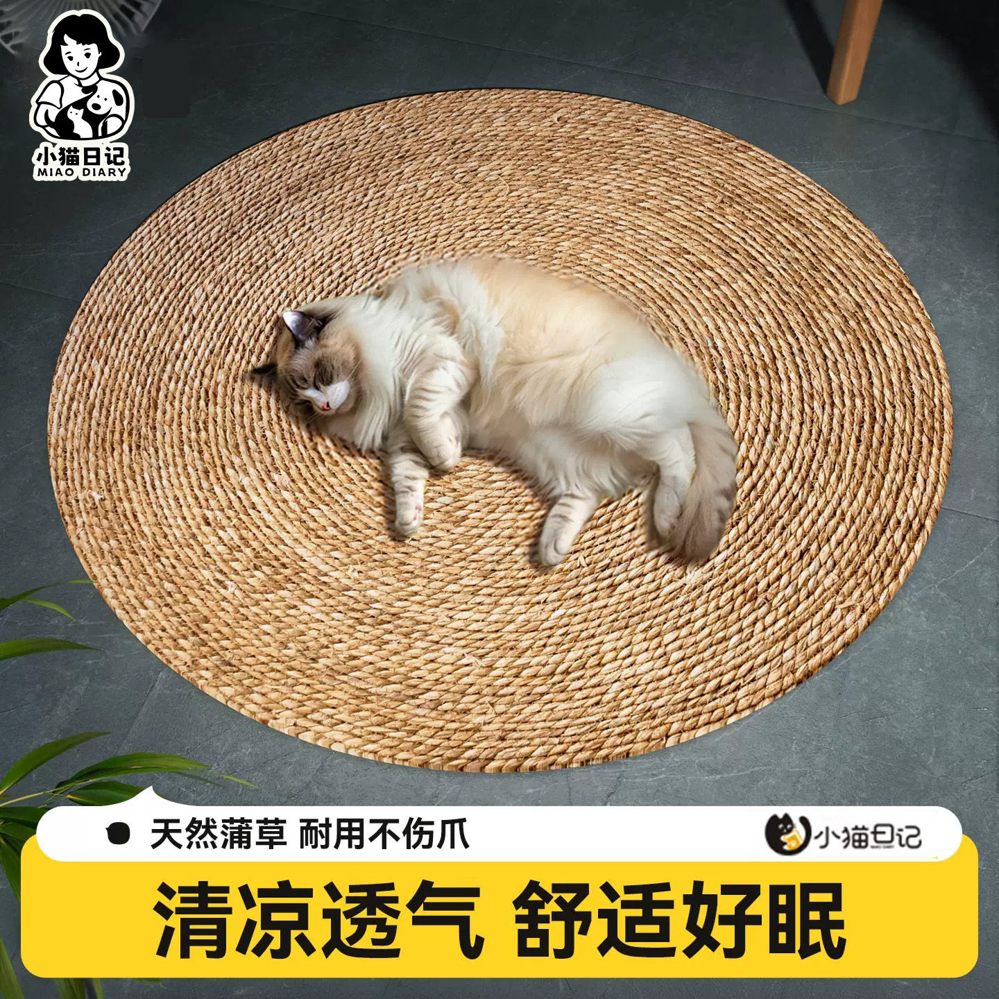 蒲草藤编剑麻耐抓不掉屑猫睡垫