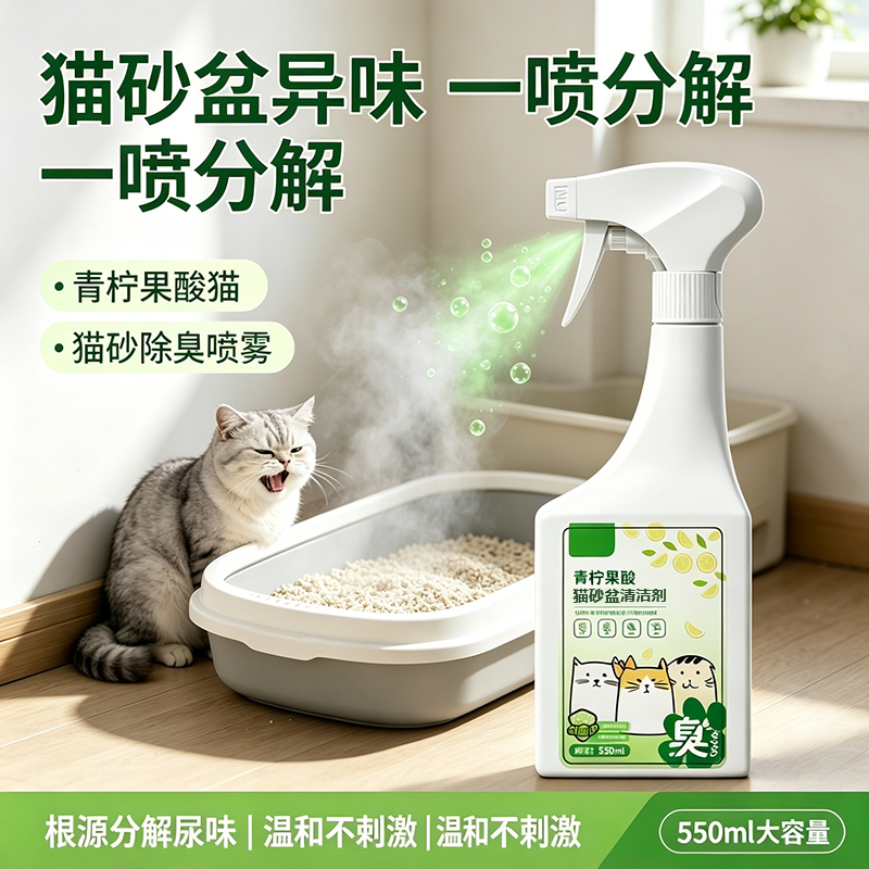 青柠檬酸猫砂盆清洁剂除臭550ml图片
