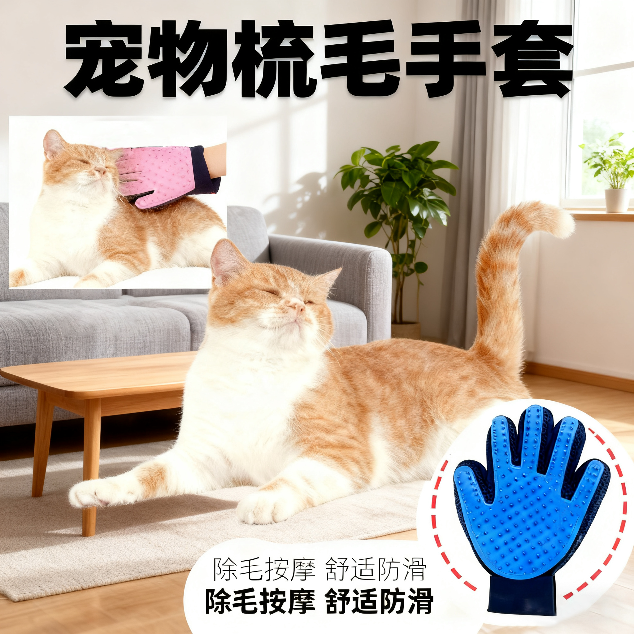 撸猫手套猫狗梳子洗澡手套猫咪用