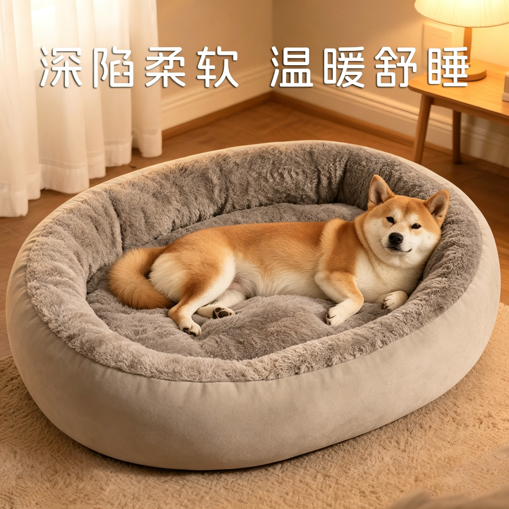 狗狗窝四季通用PP棉保暖加厚椭圆形透气宠物垫子大中小型宠物睡垫