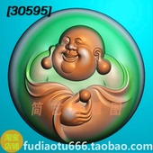 精雕图浮雕图Pdf85圆牌捏珠弥勒佛布袋佛玉雕图bmp灰度图jdp