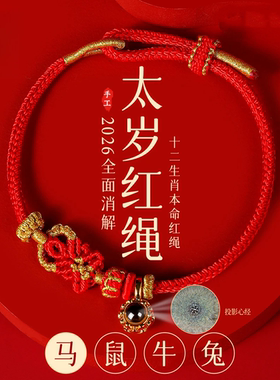 普陀山清欢2026本命年生肖红手链
