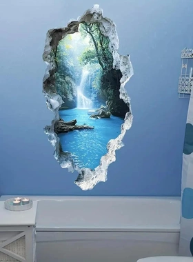 2026新款洞天飞瀑墙贴立体装饰画
