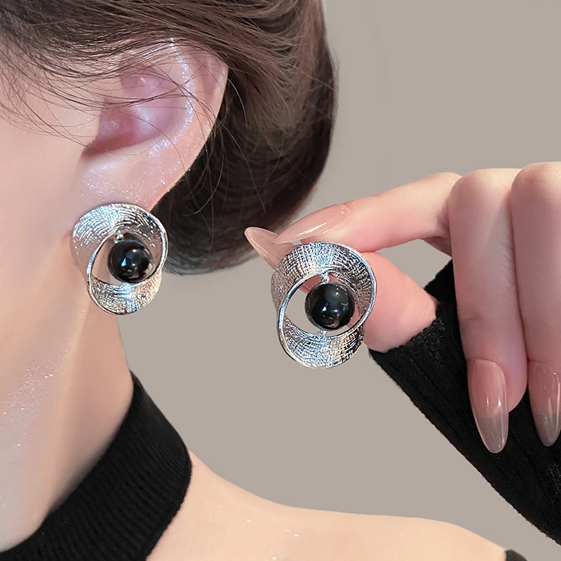 铜合金树脂耳饰法式扭曲肌理耳环