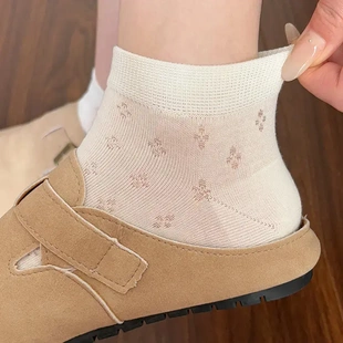 新品袜子女轻薄网眼镂空透气棉袜春夏季薄款日系百搭袜言沐拾一