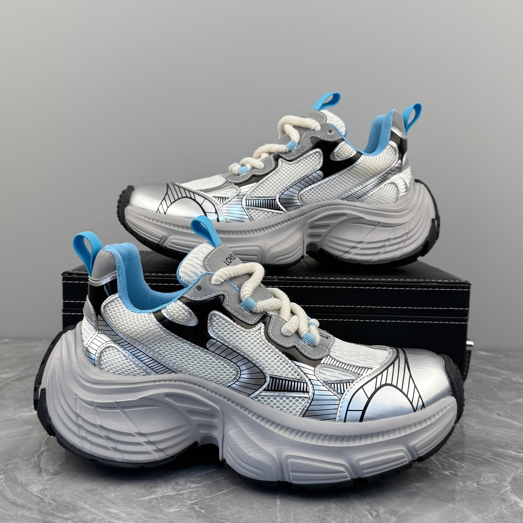 厚底潮牌老爹鞋男网面透气休闲鞋