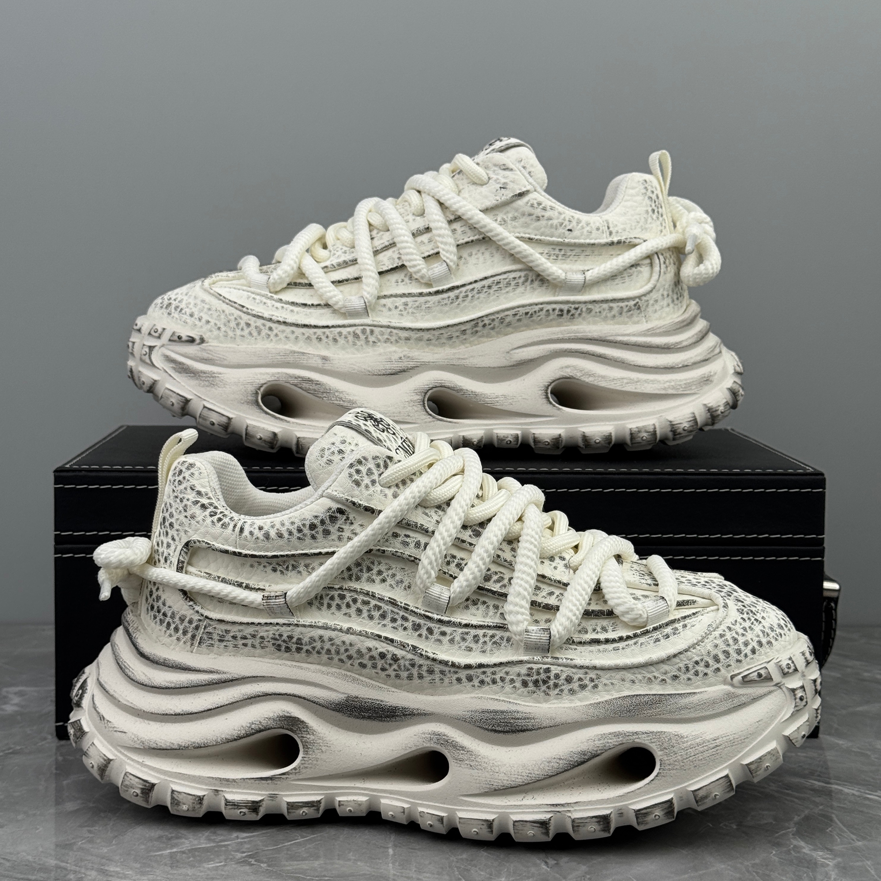 复古擦色老爹鞋男2025冬季脏脏鞋