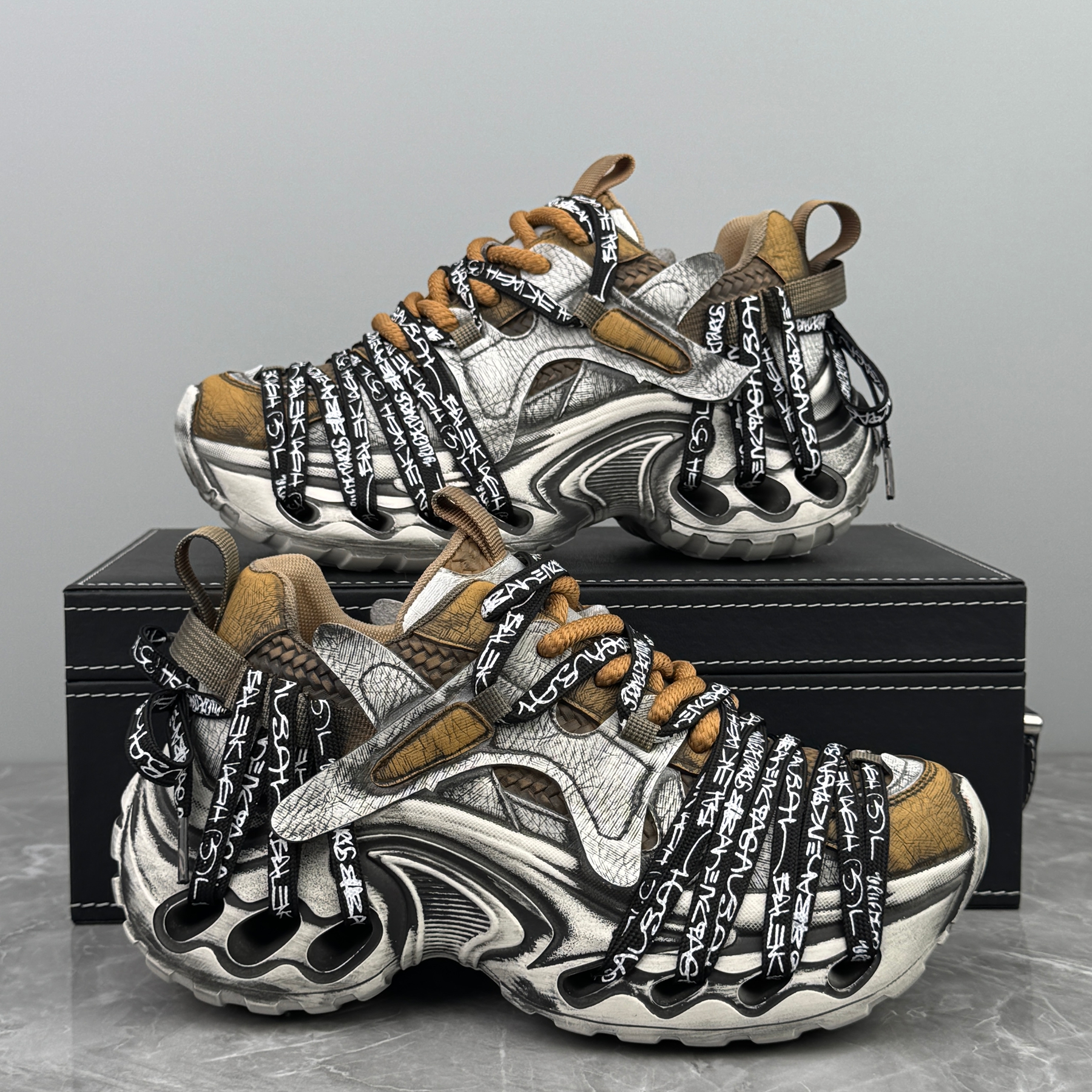 擦色做旧老爹鞋男2025冬季增高鞋