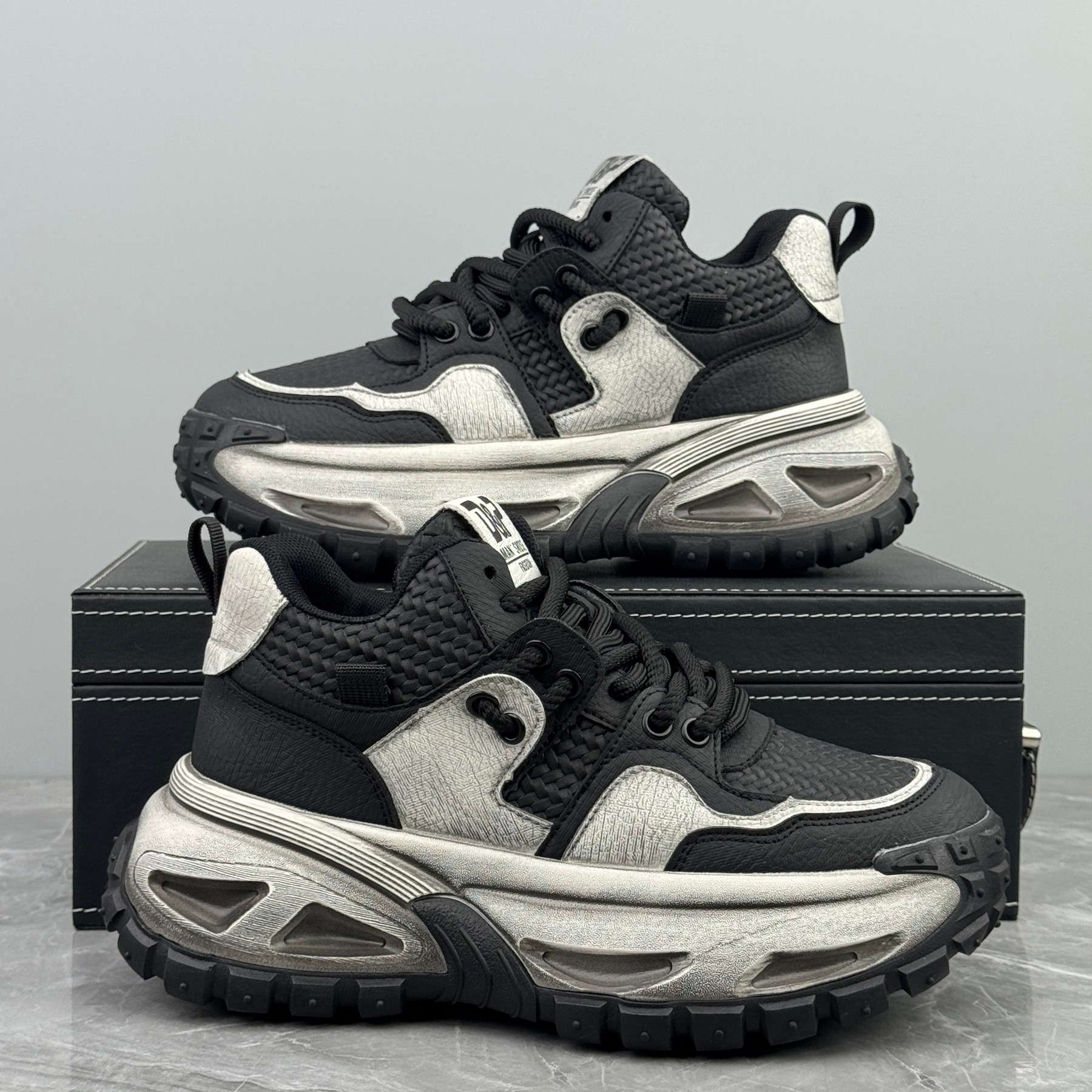 复古做旧老爹鞋男2026春季新款高级感痞帅增高男鞋厚底运动休闲鞋,流行男鞋,老爹鞋,淘宝优惠券,粉丝福利购,淘宝优惠卷