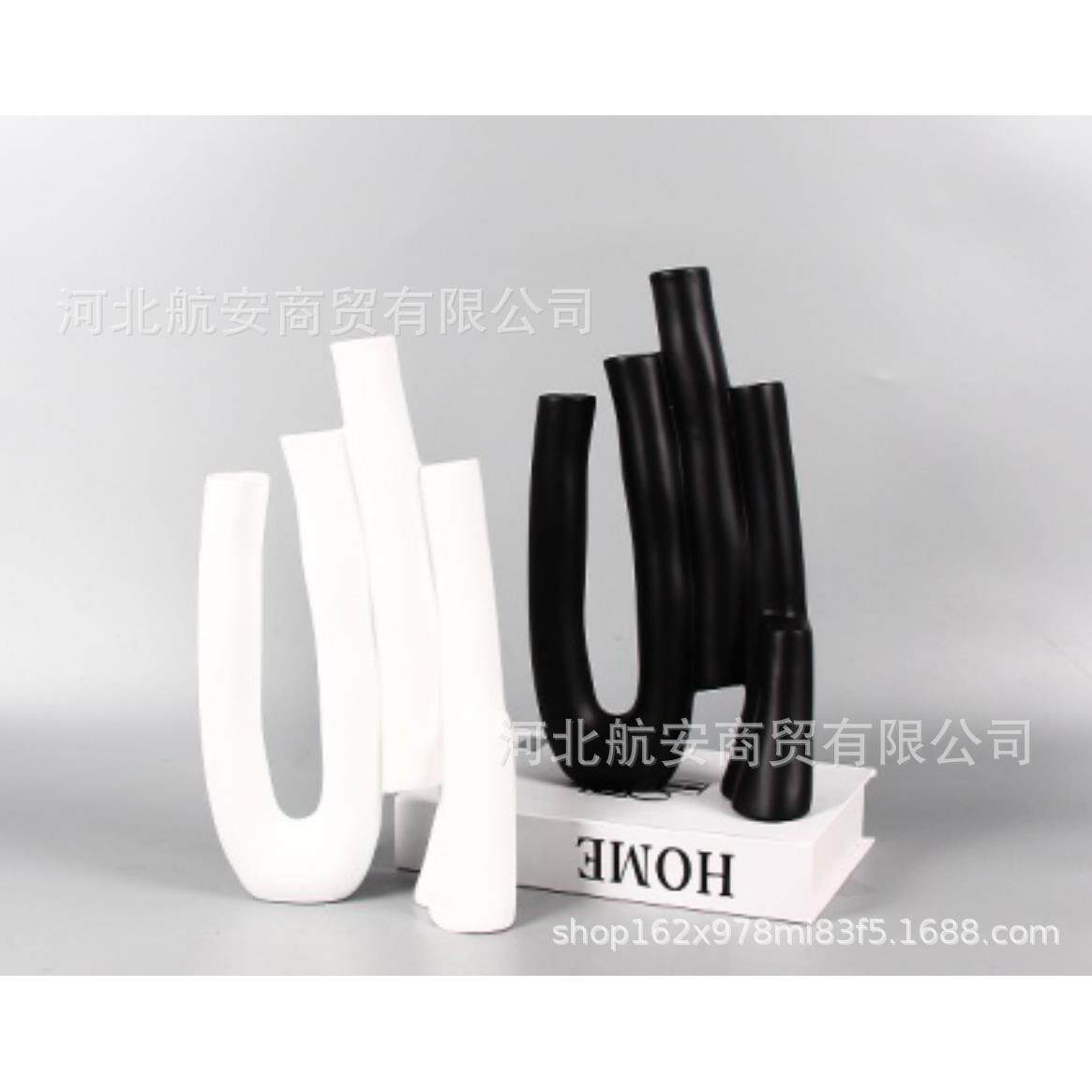 现代简约创意树脂花器树脂工艺品软装饰品摆件茶几管状花器花插