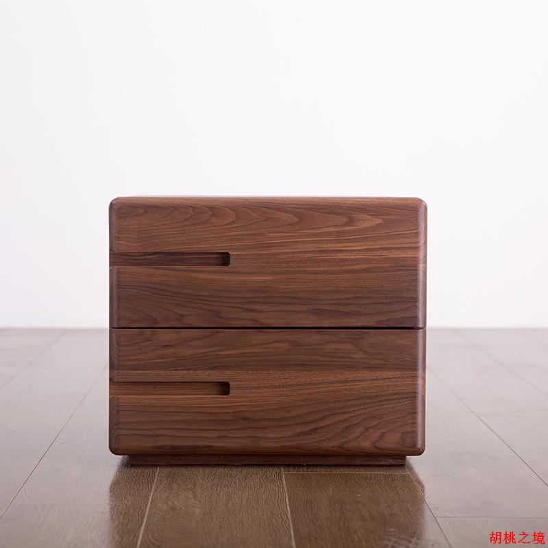 北欧简约全实木双抽屉床头柜