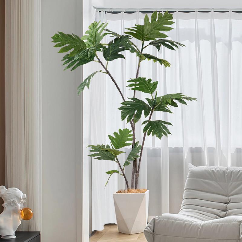 大型仿真绿植盆栽大号高级感假植物盆栽面包树塑料落地造景室内装