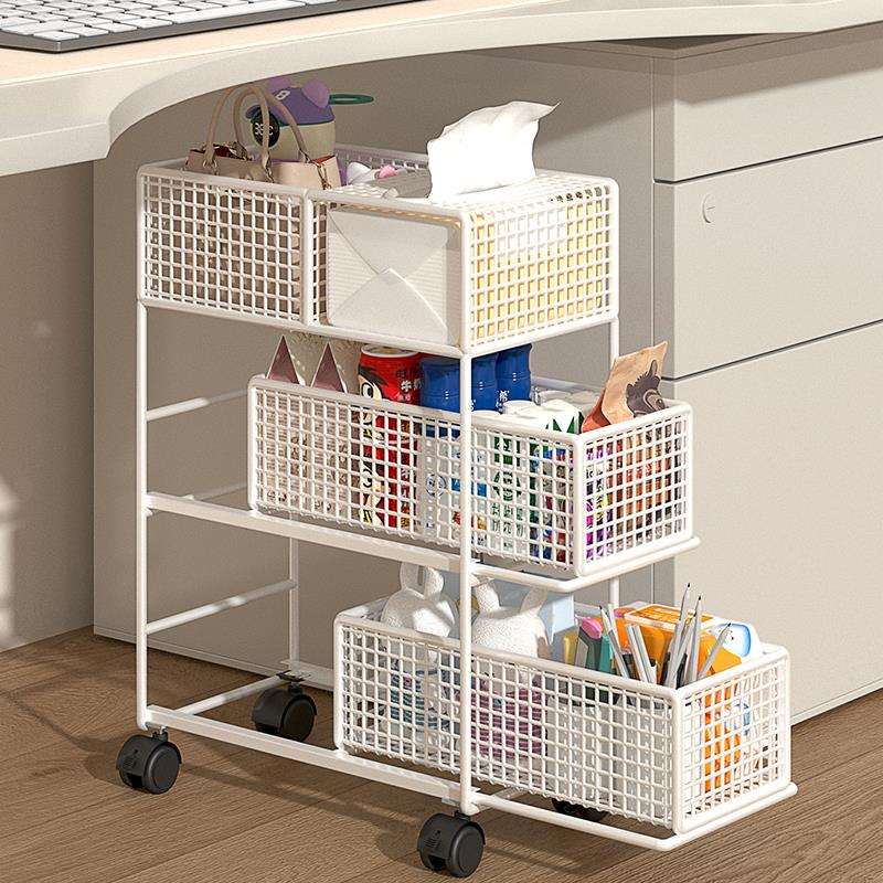 办公室可移动放包小推车神器置物架桌下抽屉式工位收纳架落地书架