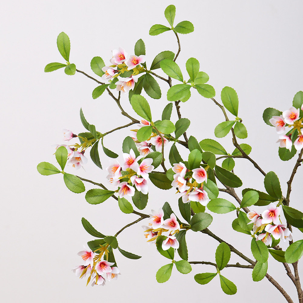 海岛春花仿真绿植带花客厅卧室桌面装饰摄影软工程花艺假绿植花材