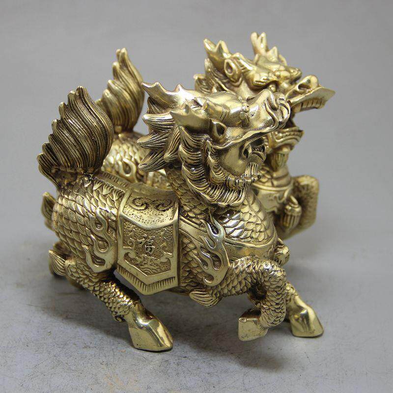 复古做旧古玩杂项铜工艺品做旧铜器麒麟对摆件居家摆饰3