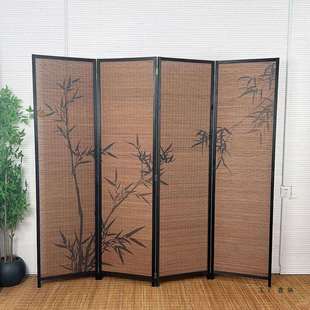 新中式屏风隔断办公室餐饮茶室复古风可移动折叠竹子屏风宋代美学