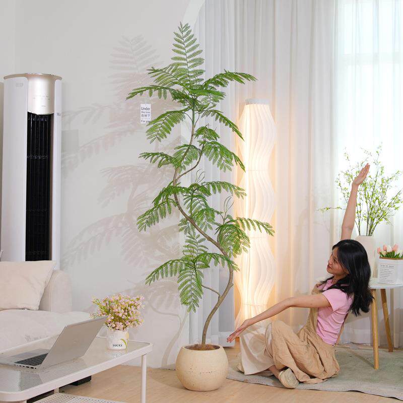 绿植蓝花楹轻奢假绿植客厅落地摆件大型盆栽假树仿生植物