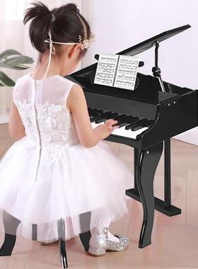 机械发音30键立式弯腿儿童宝宝早教黑色木质玩具钢琴音乐兴趣培养