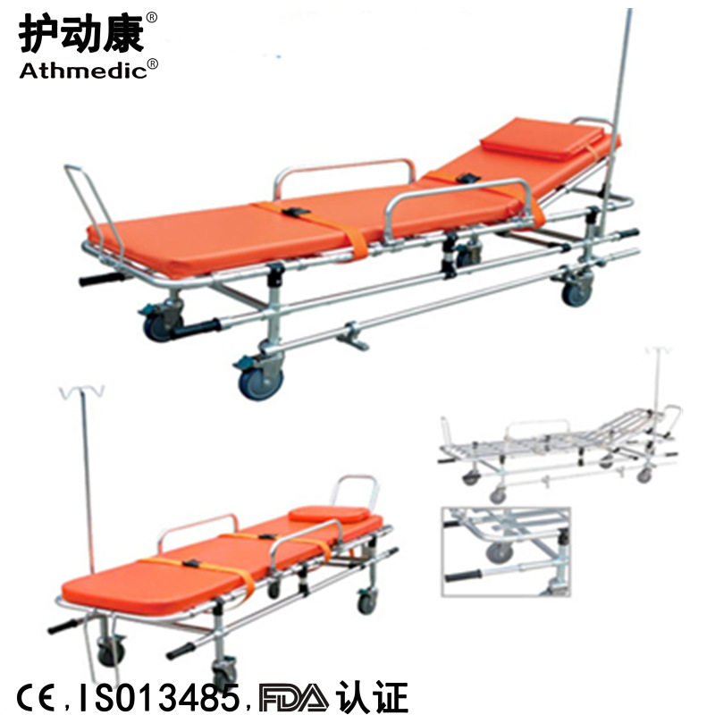 护动康 CE FDA 铝合金救护车担架 120急救推车担架 自动上车担架