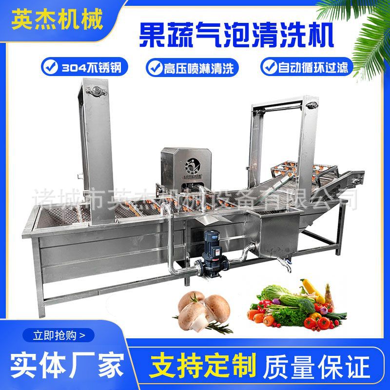 净菜全自动气泡清洗机 清洗果蔬菜花加工流水线 蔬菜去杂清洗设备