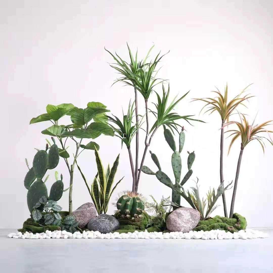绿植造景组合室内隔断装饰展厅楼梯间上档次软装创意组合造景