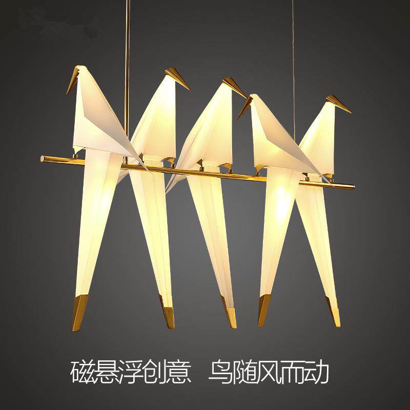 创意个性后现代简约灯餐厅设计师吧台灯具北欧千纸鹤啄木小鸟吊灯