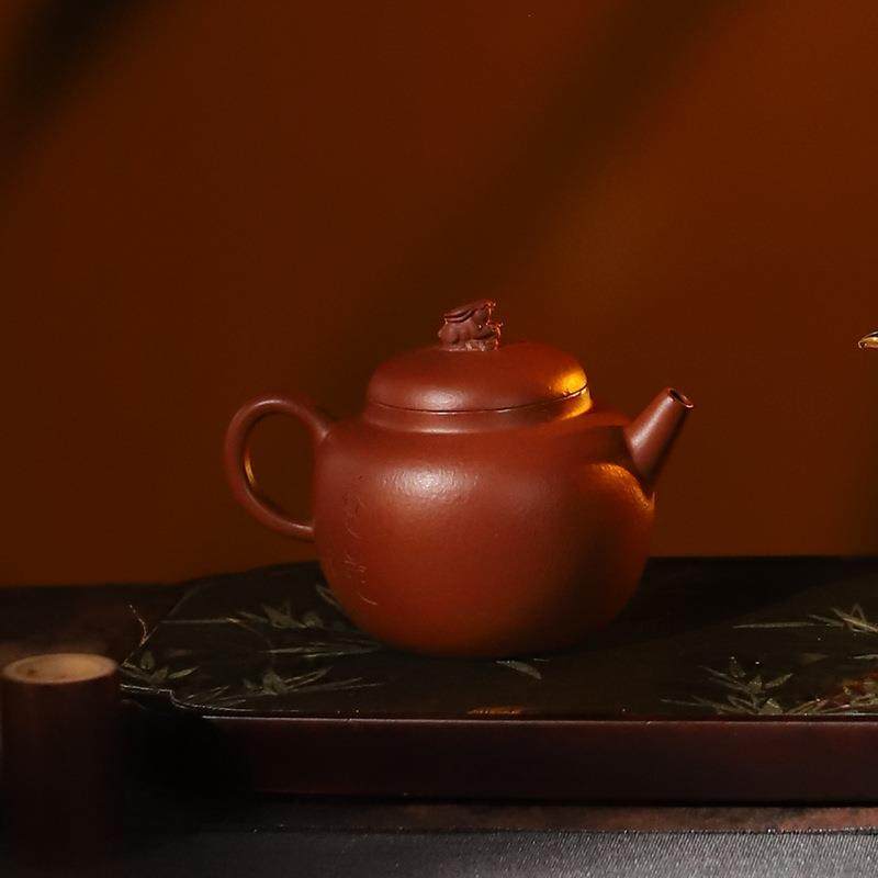 正宗宜兴紫砂壶名家纯手工原矿朱泥钱兔无忧壶大师全手工制200ml