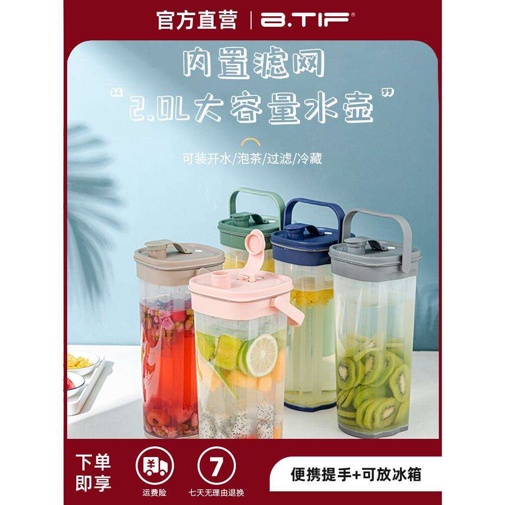 BK9K夏天家用冷水壶耐高温大容量凉水壶可放冰箱便携泡茶壶手