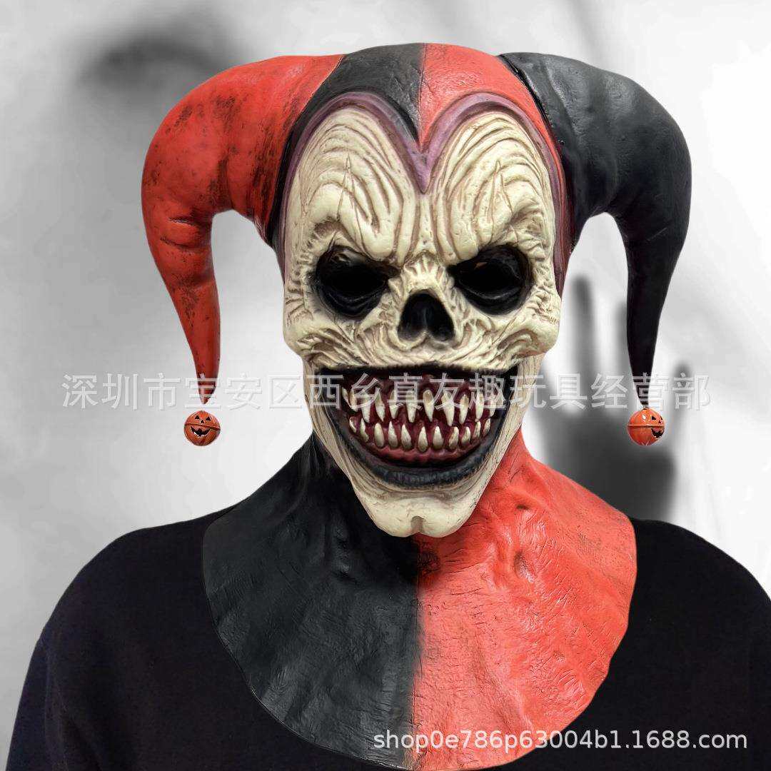 25年万圣节搞笑小丑面具绿发红鼻子乳胶头套杰克面具jokermask