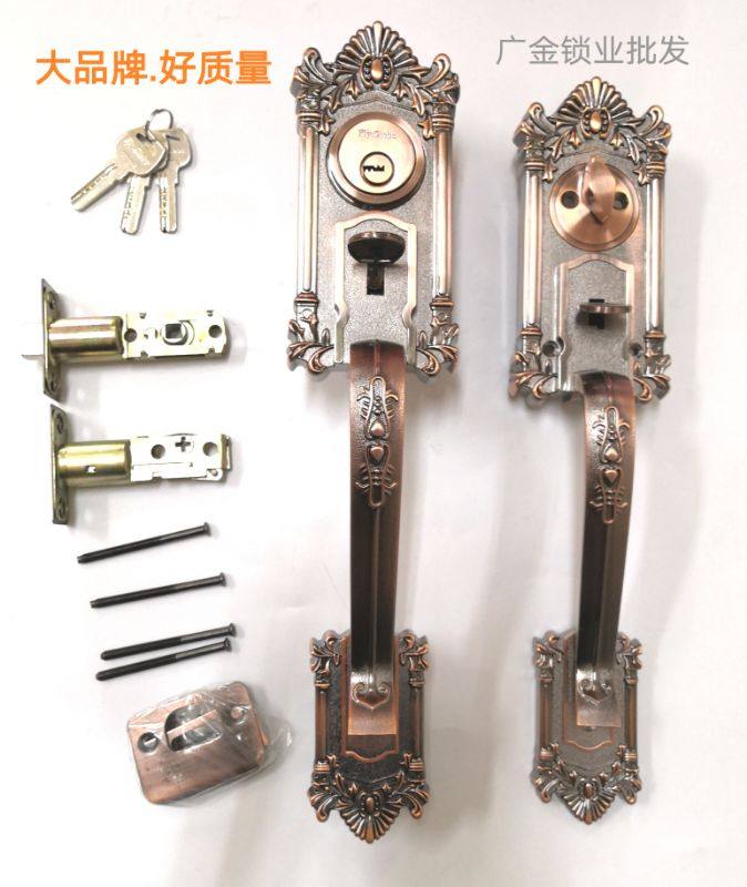 飞球(Fly.Globe)欧式红古连身门锁别墅拉手锁防盗按压锁FQ-8071