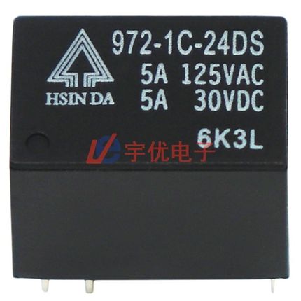 972-1C-24DS台湾欣大HSINDA继电器 6脚 24V一组转换 现货全新原装