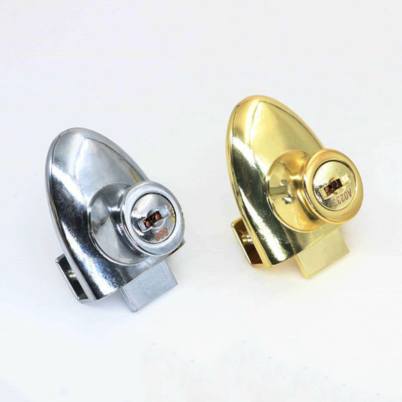 高档玻璃柜锁 酒柜锁 免开孔推拉门锁 柜台锁 展示柜金色玻璃门锁