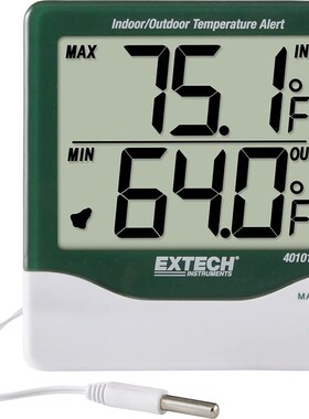Extech 401014A 大数字室内/室外温度计,带闹钟