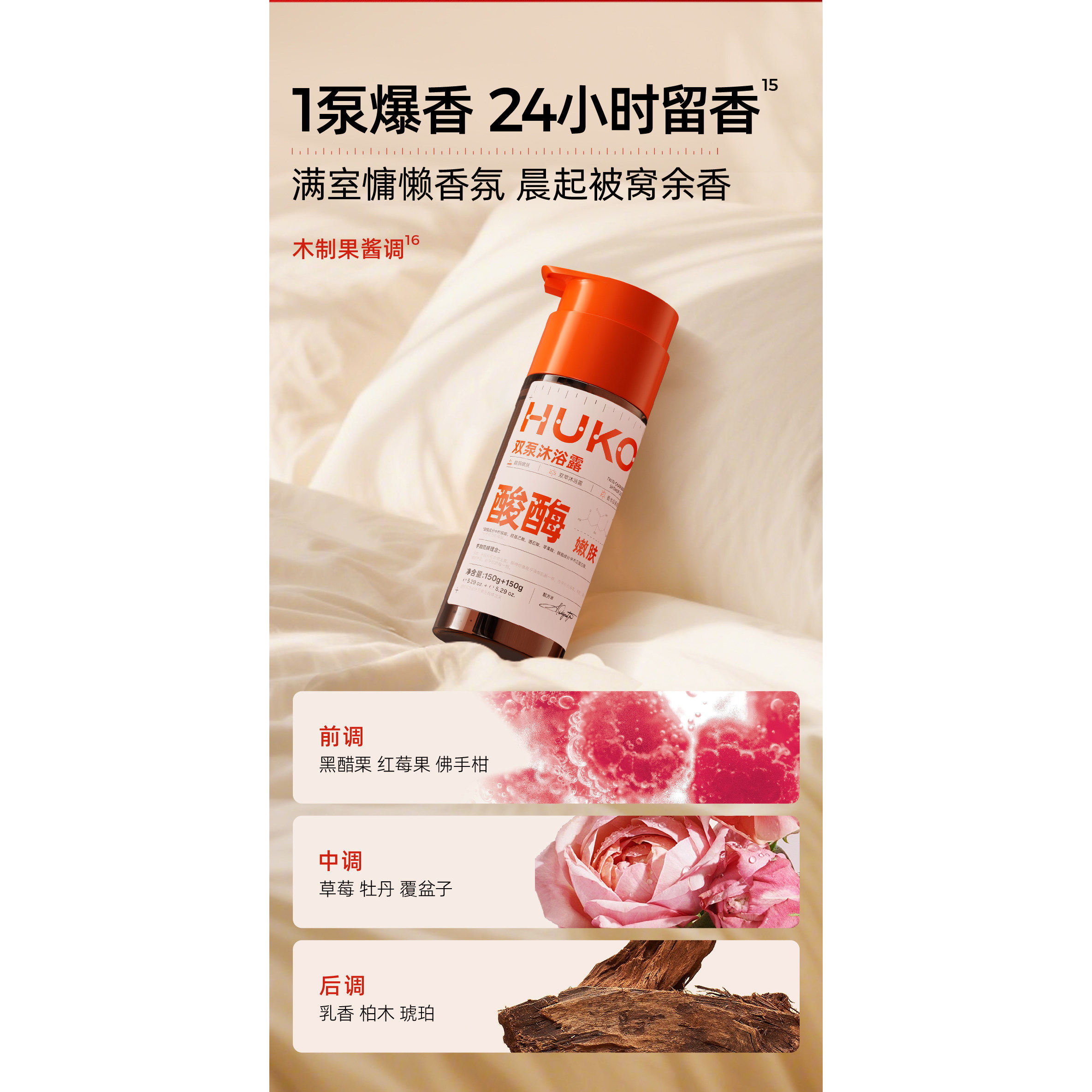 果酸蛋白酸双泵沐浴露嫩肤控油精华乳持久留香清洁祛背痘