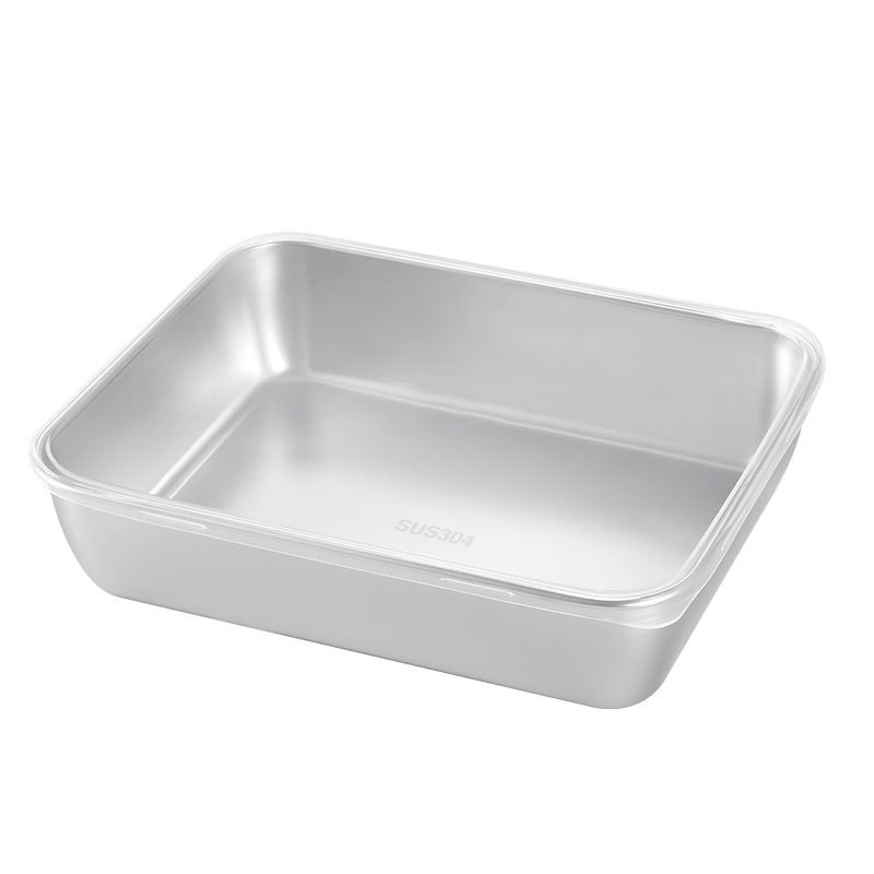 0带盖不锈钢保鲜盒分装盘加厚方盘凉菜盘托盘烧烤盘毛巾多用盘