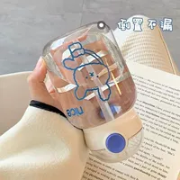 Мультяшная синяя силиконовая трубочка