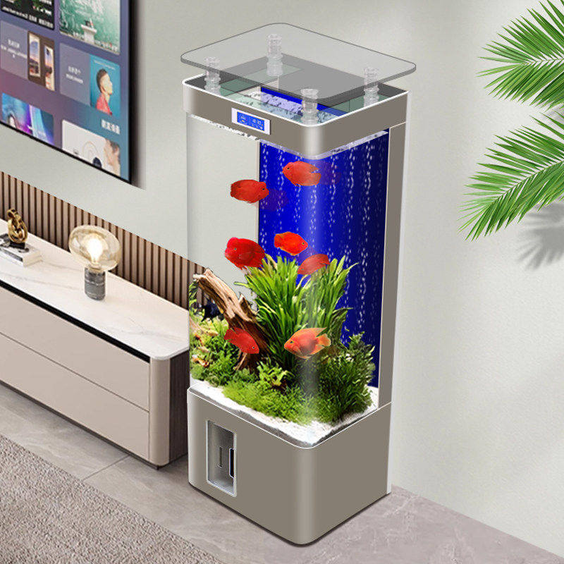 Şaquli filtrli akvarium, oksigen sistemi ilə, şüşə