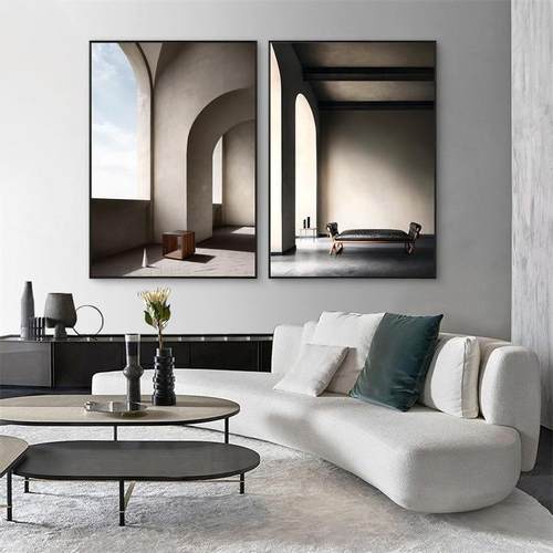 现代装极简风走廊过壁画空延伸艺BCZ术间玄关饰画客厅道轻奢建筑