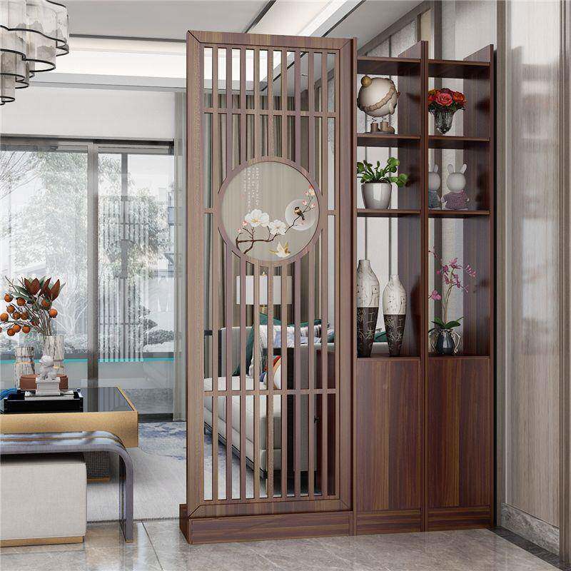 新玄中式屏风隔断客厅实木镂空落地室栅栏卧遮挡家用门GAZ进入户