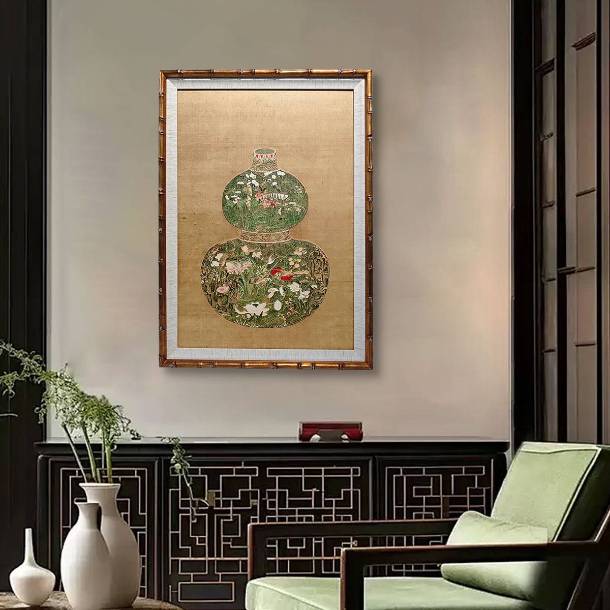 法式中国风挂画招财进宝葫芦办公室装饰画书房玄关壁画油画图片