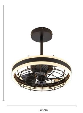 美RGA式智仿古铁艺吊扇灯圆风形餐笼厅电扇工业风子能风扇灯