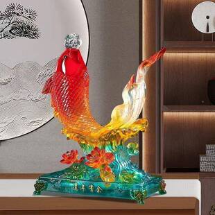 年有SPO鱼招关财进宝年年有年余客厅玄电视柜酒柜旺宅高端摆家件