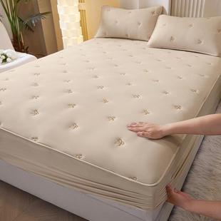 新款 ILG床笠单件加厚床垫保护罩防尘水 棉A类洗绣大豆刺纯色床褥式