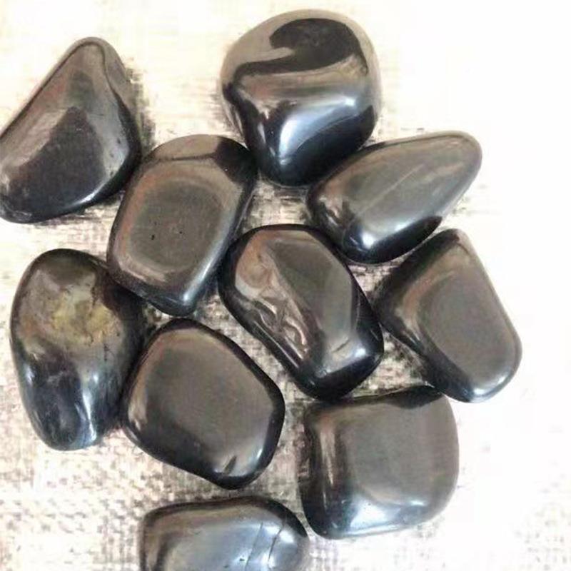 黑色鹅卵石光鹅卵抛石林园景观铺工路程石1黑色雨花石