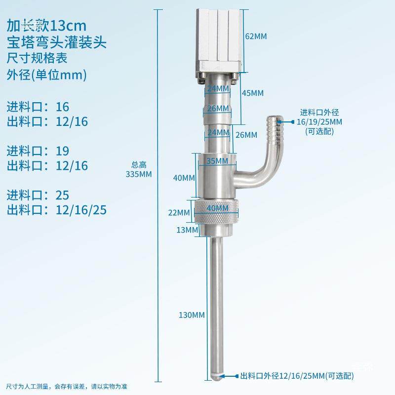 灌机灌装头防滴漏防起泡不钢加长罐装350气头动装灌装机出锈料嘴