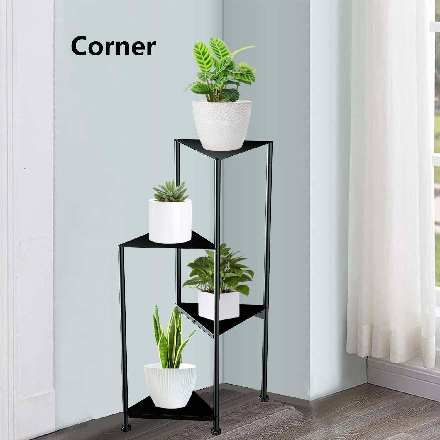 客装饰摆QRB件时尚四层金属花架创意角阳形铁艺花盆三架厅台花园