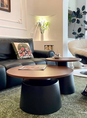 白色WSE油风茶家用厅茶几组合奶网红款现代简客约小户型圆形边几