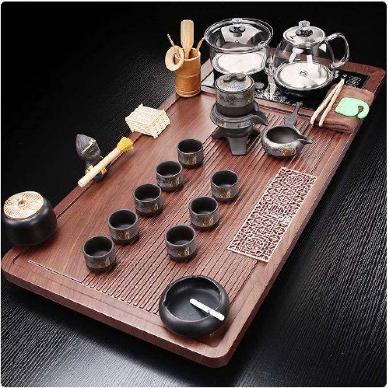 家用全自MWZ套动茶盘底水部上烧水壶一体茶具装客泡茶台整厅套大