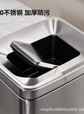 商场垃生圾桶带不锈容钢用卫洗商手间擦HYX手纸篓方形轻奢大量