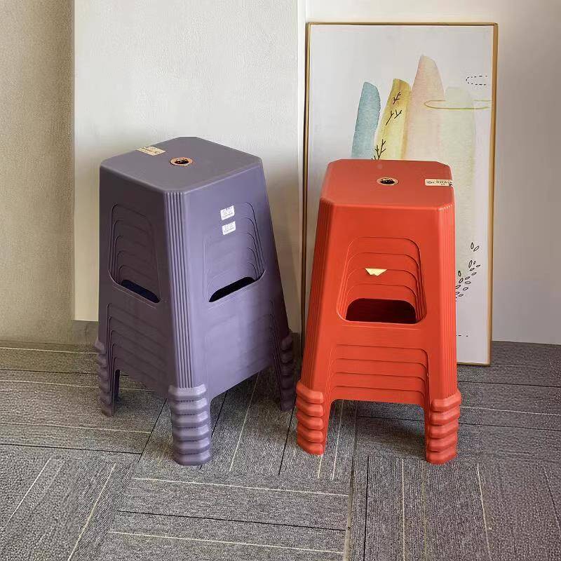 X&加塑料凳子家用客厅凳餐桌高板成厚人方凳可叠登放胶子餐F98MJJ